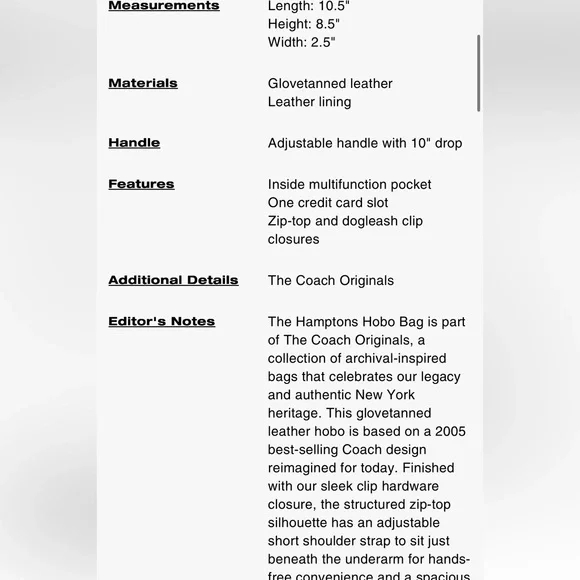 NWOT Coach Hamptons Hobo Bag - Picture 10 of 10